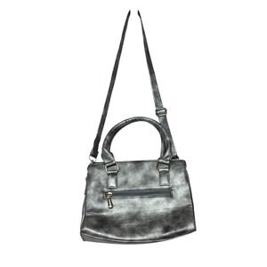 Clarks Chic Metallic Silver Handbag Crossbody Strap Top Handle Zipper Pocket